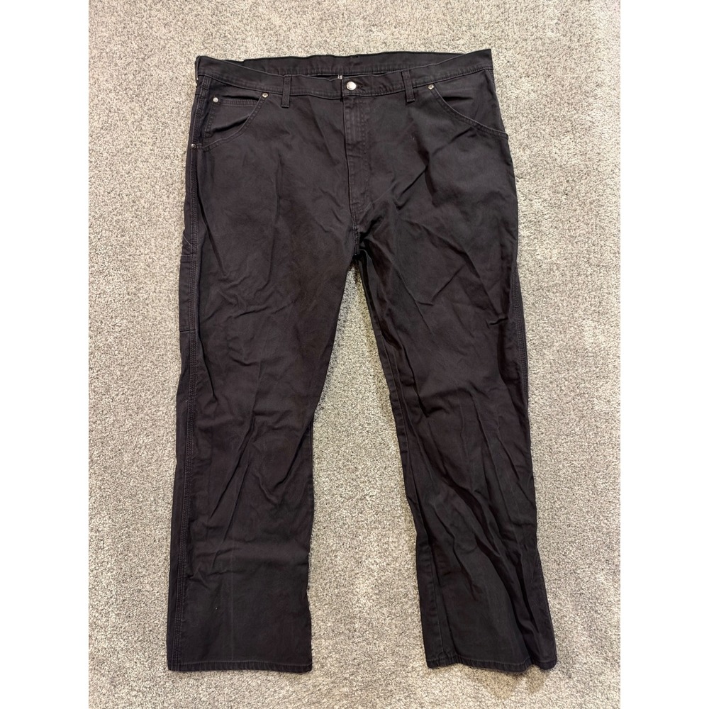 Dickies Carpenter Pants Mens 44x32 Black Duck Canvas Utility Workwear EU1939RBK